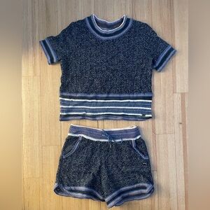 Navy and White Knit Short Set